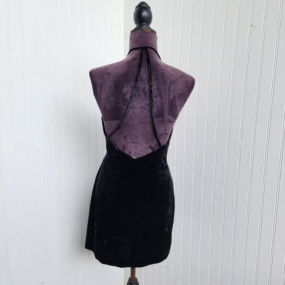 ZARA Women's Crushed Velvet Twist Front Backless Mini Dress Black Stretch XS - Picture 6 of 14